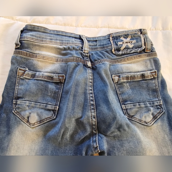 XWAY Jeans Teen 13/14 Skinny Ankle Stitched Distressed Stretch Denim 25x25.5 - Picture 11 of 14